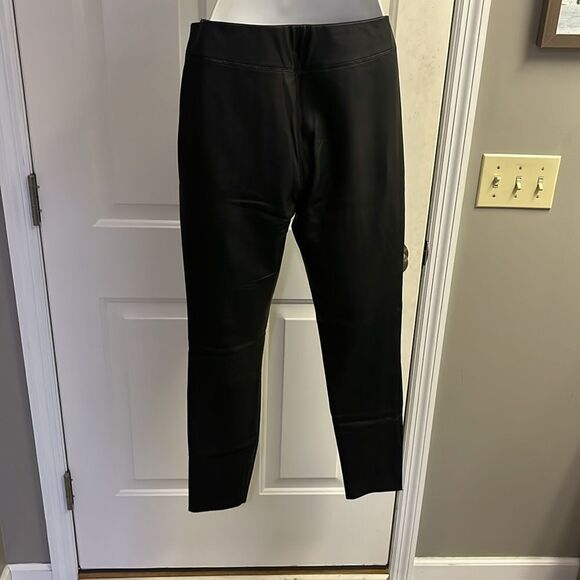 Topshop Black Faux Leather Pleated Skinny Pull-Up Lined Pants- Zip Up- Size 8 - Picture 7 of 11